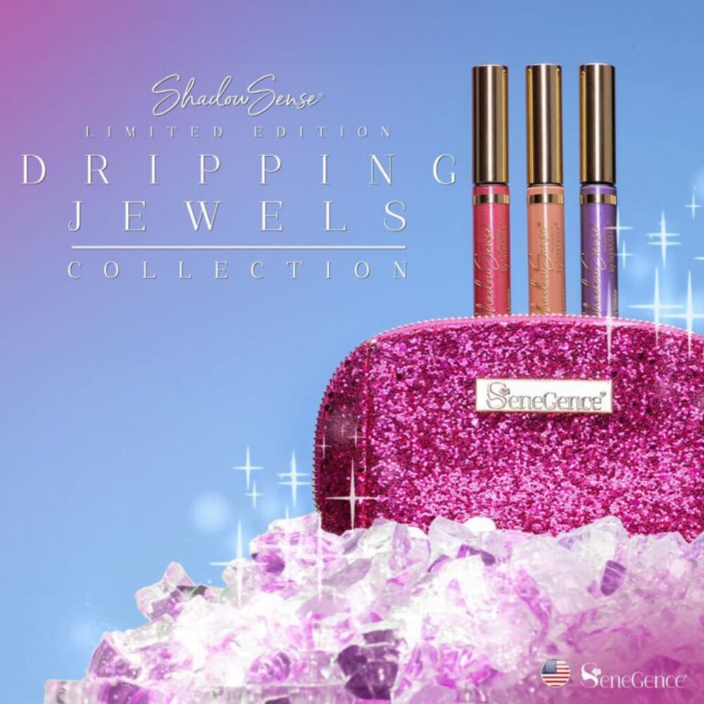 Dripping Jewels ShadowSense Collection 3 Luxe Shades& Pink Sparkly Bag